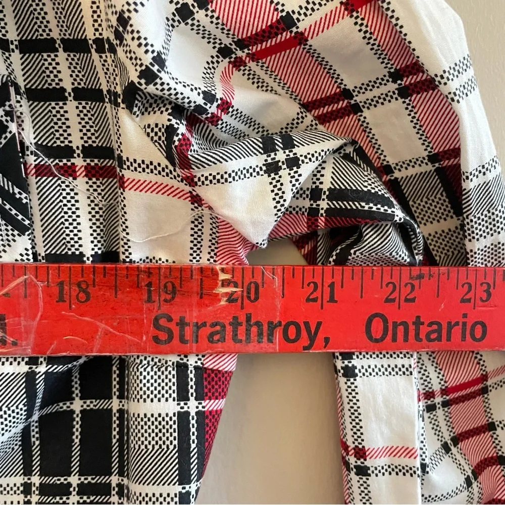 Vintage “K TEEN” White & Red Plaid Drawstring Collar Blouse –Size Large Like New - Picture 15 of 16
